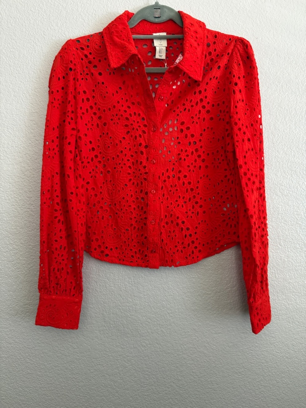 Joie Red Eyelet Button-up Blouse Size Small